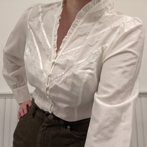 White Ann Taylor Loft Vintage Style Blouse